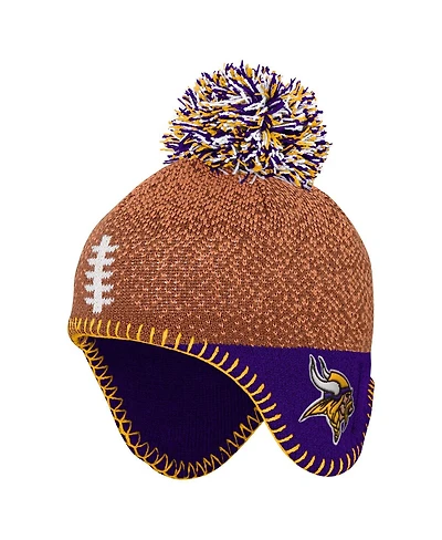 Outerstuff Preschool Brown Minnesota Vikings Football Head with Pom Knit Hat