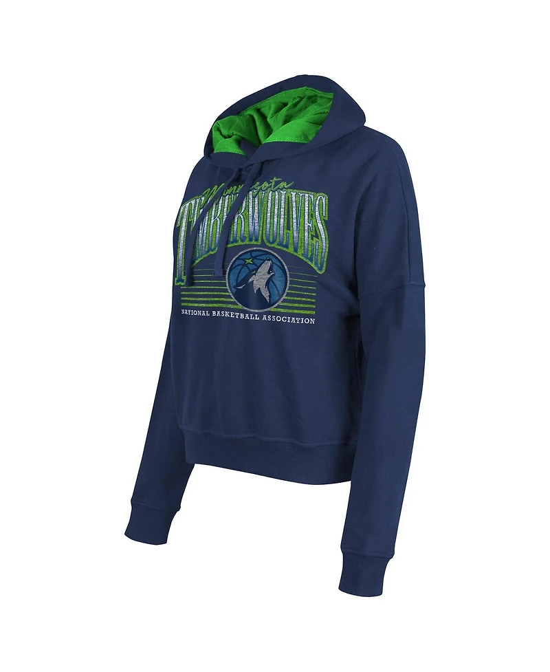 New Era Women's Navy Minnesota Timberwolves Boxy Pullover Hoodie