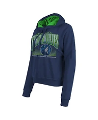 New Era Women's Navy Minnesota Timberwolves Boxy Pullover Hoodie