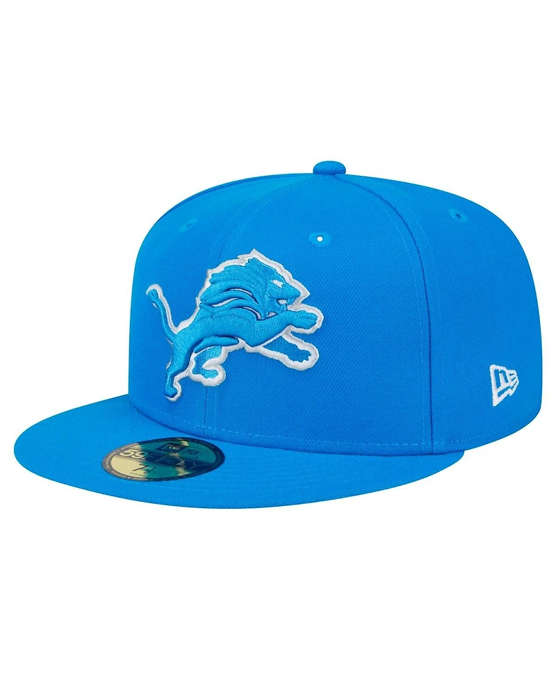 New Era Men's Blue Detroit Lions Main Side Patch 59FIFTY Fitted Hat