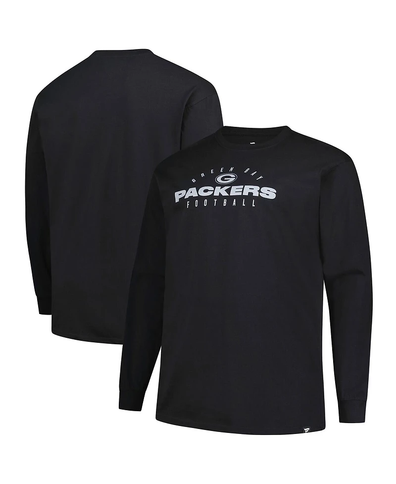 Fanatics Men's Black Green Bay Packers Big Tall Coverage Scheme Long Sleeve T-Shirt