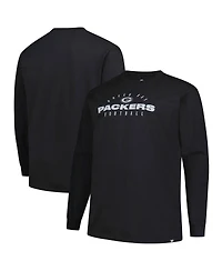 Fanatics Men's Black Green Bay Packers Big Tall Coverage Scheme Long Sleeve T-Shirt