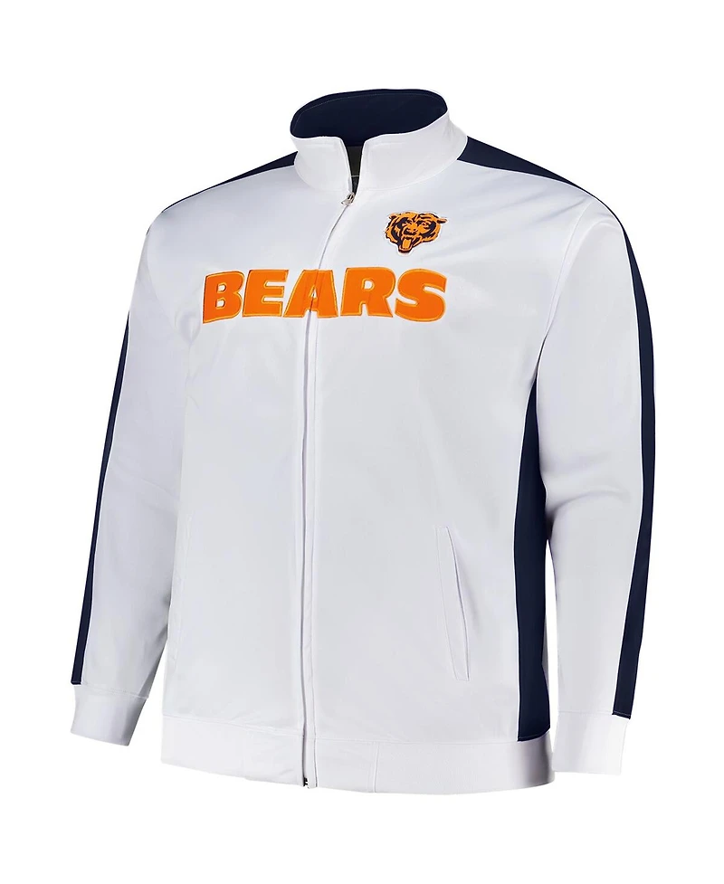 Fanatics Men's White Chicago Bears Big Tall Tricot Full-Zip Track Jacket