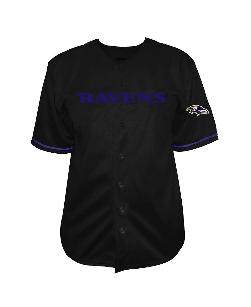 Fanatics Men's Lamar Jackson Black Baltimore Ravens Big Tall Baseball Button-Up Shirt