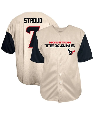Fanatics Men's C.j. Stroud Cream Houston Texans Big Tall Baseball Button-Up Shirt