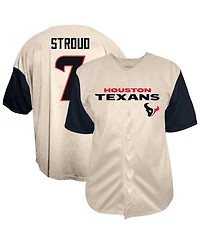 Fanatics Men's C.j. Stroud Cream Houston Texans Big Tall Baseball Button-Up Shirt