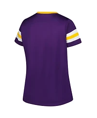 Fanatics Women's Purple Minnesota Vikings Plus Rhinestone Redzone Athena Lace-Up Notch Neck T-Shirt