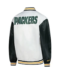 Mitchell & Ness Women's White Green Bay Packers Plus Full-Snap Satin Jacket