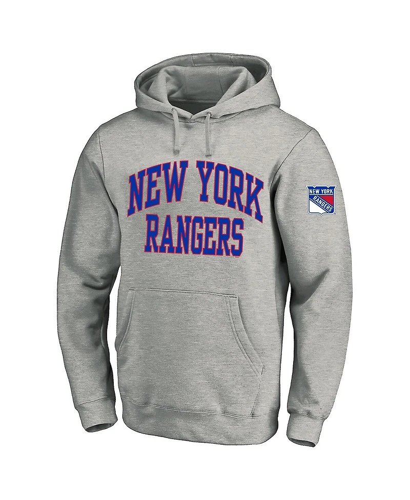 Fanatics Men's Heather Gray New York Rangers Big Tall Fleece Pullover Hoodie