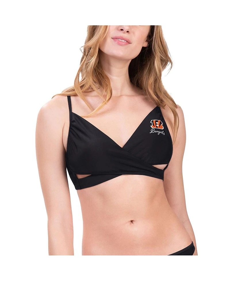 G-iii 4Her by Carl Banks Women's Black Cincinnati Bengals Hall of Fame Bikini Top