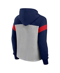 Fanatics Women's Heather Gray/Navy New England Patriots Bold Play Call Pullover Hoodie