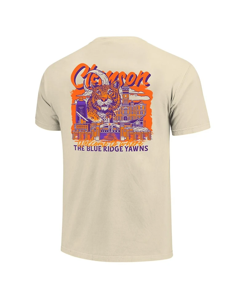 Image One Men's Natural Clemson Tigers Comfort Colors Hand-Drawn Campus Stack T-Shirt