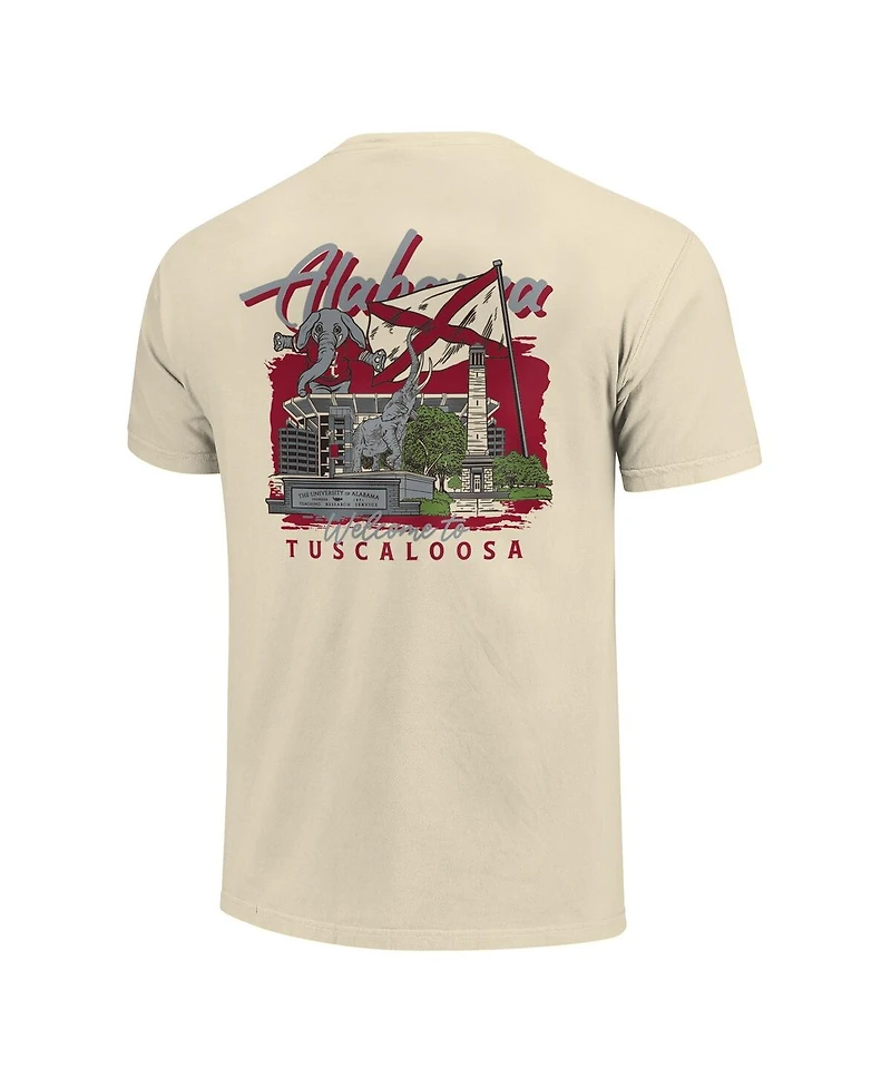Image One Men's Natural Alabama Crimson Tide Comfort Colors Hand-Drawn Campus Stack T-Shirt