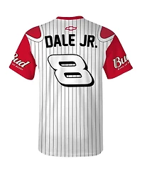 Jr Motorsports Official Team Apparel Men's White Dale Earnhardt Jr. Budweiser Baseball Uniform T-Shirt