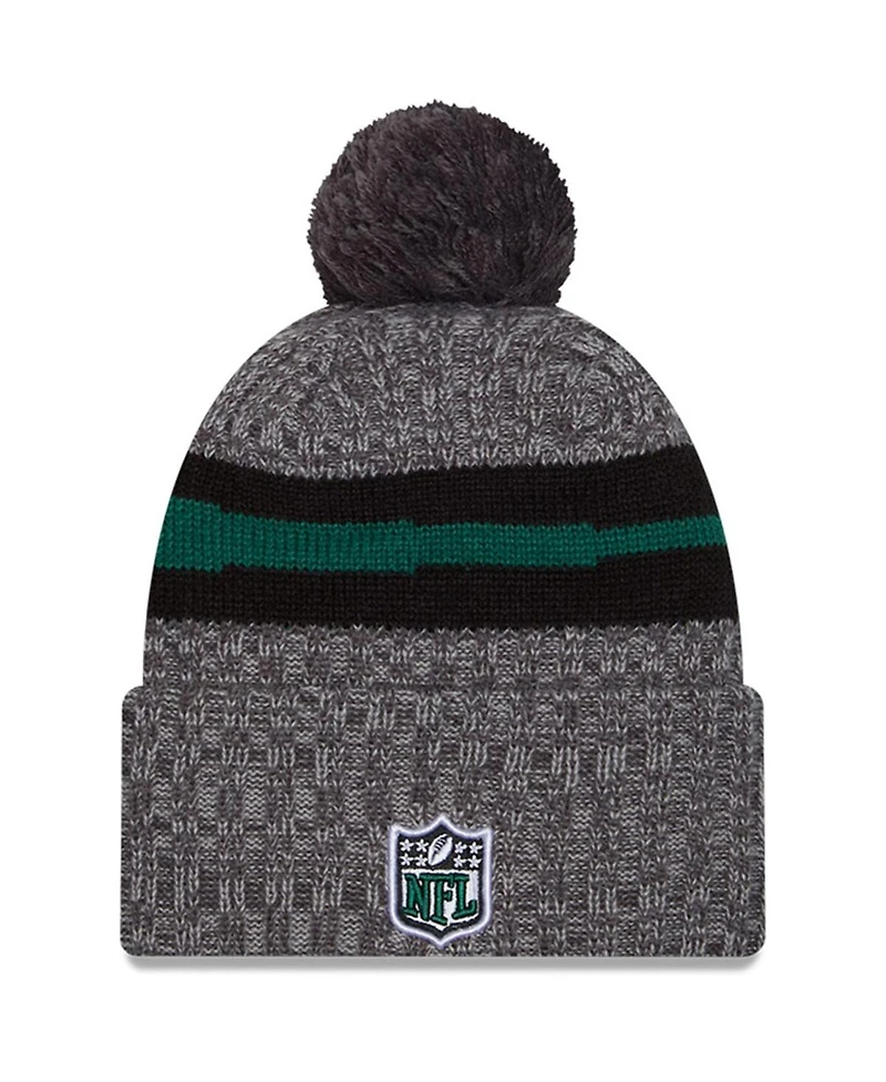 New Era Men's Gray New York Jets 2023 Sideline Sport Cuffed Pom Knit Hat