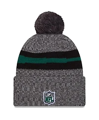New Era Men's Gray New York Jets 2023 Sideline Sport Cuffed Pom Knit Hat