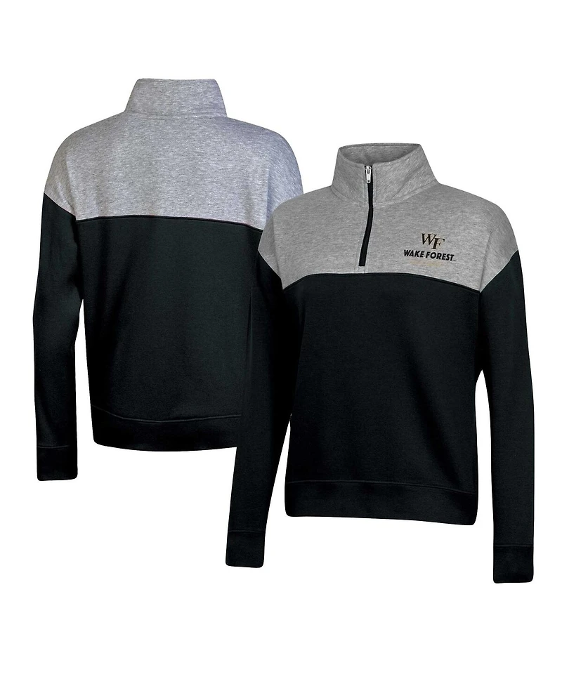 Champion Women's Black Wake Forest Demon Deacons Color-Blocked Quarter-Zip Sweatshirt