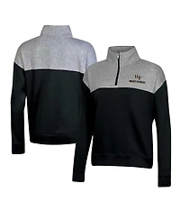 Champion Women's Black Wake Forest Demon Deacons Color-Blocked Quarter-Zip Sweatshirt