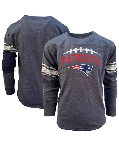 Wes & Willy Big Boys and Girls Navy New England Patriots Football Long Sleeve T-Shirt
