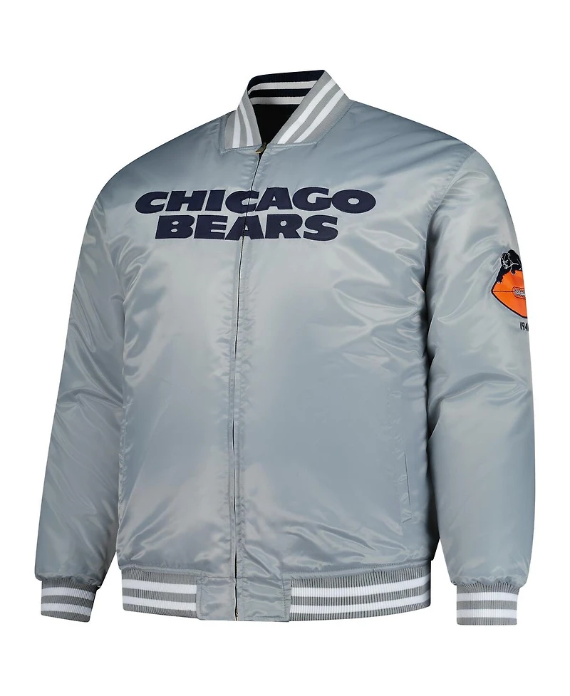 Mitchell & Ness Men's Navy/Silver Chicago Bears Big Tall Throwback Reversible Full-Zip Jacket