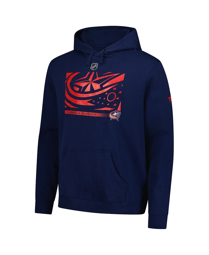 Fanatics Men's Navy Columbus Blue Jackets Authentic Pro Fleece Pullover Hoodie