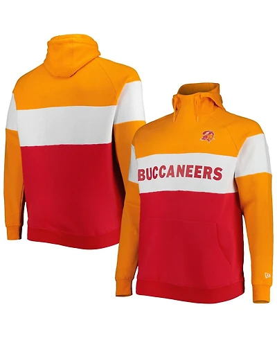 New Era Men's Red Tampa Bay Buccaneers Big Tall Throwback Colorblock Raglan Pullover Hoodie