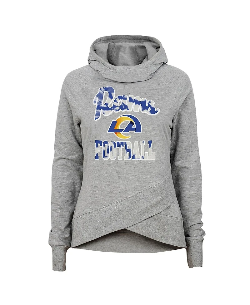 Outerstuff Big Girls Heathered Gray Los Angeles Rams Dye Hard Fan Funnel Neck Pullover Hoodie