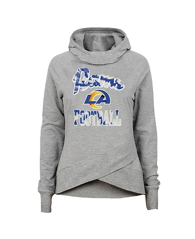 Outerstuff Big Girls Heathered Gray Los Angeles Rams Dye Hard Fan Funnel Neck Pullover Hoodie
