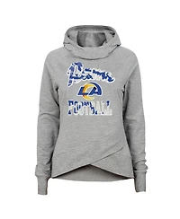 Outerstuff Big Girls Heathered Gray Los Angeles Rams Dye Hard Fan Funnel Neck Pullover Hoodie