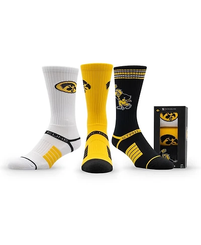 Strideline Men's and Women's 3-Pack Iowa Hawkeyes Premium Knit Crew Socks