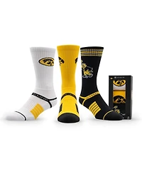Strideline Men's and Women's 3-Pack Iowa Hawkeyes Premium Knit Crew Socks