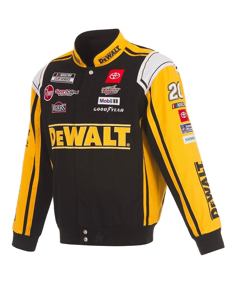 Jh Design Men's Black/Yellow Christopher Bell DeWalt Full-Snap Twill Uniform Jacket