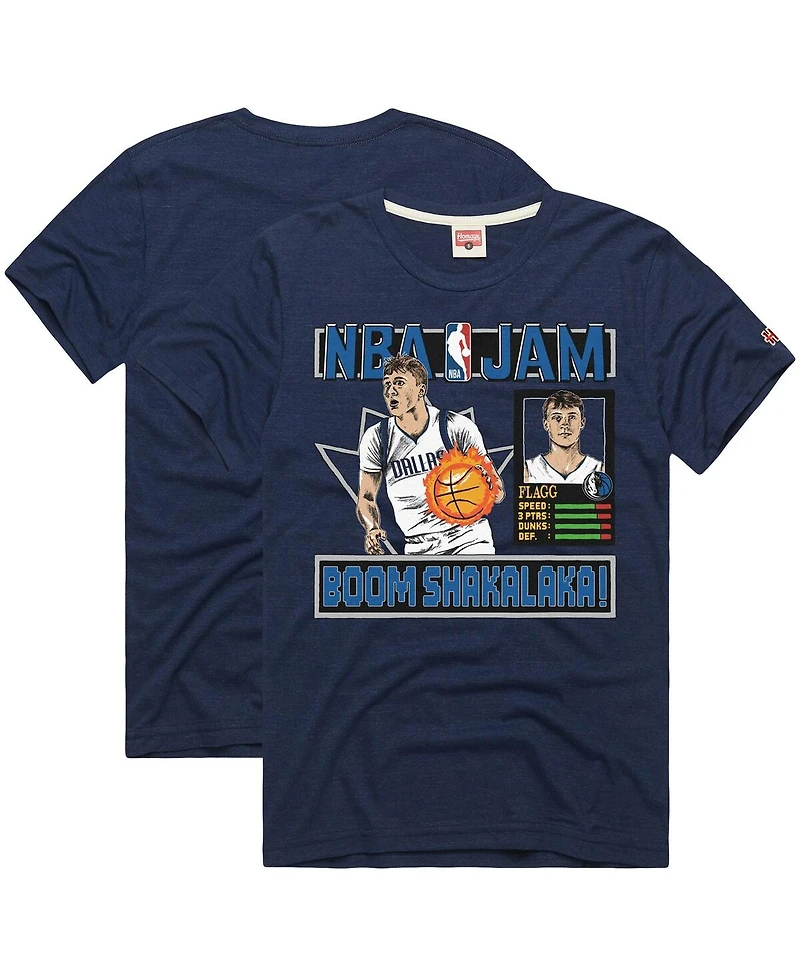 Homage Men's and Women's Cooper Flagg Navy Dallas Mavericks Nba Jam Tri-Blend T-Shirt