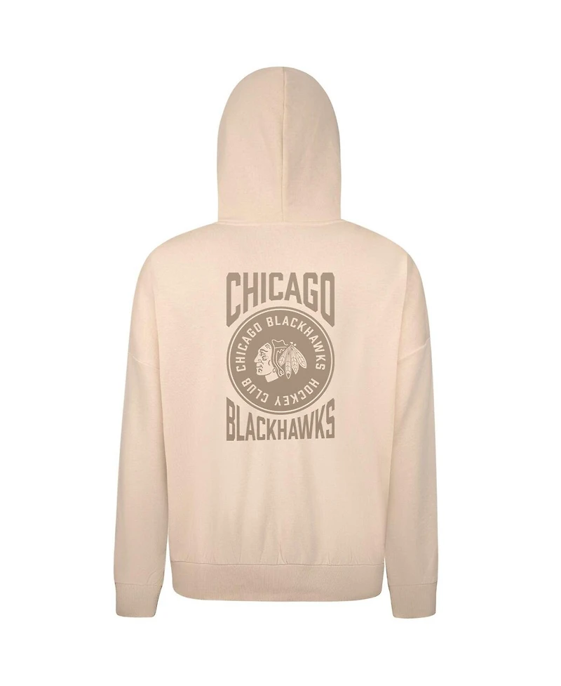 LevelWear Men's Cream Chicago Blackhawks Contact Stamp Pullover Hoodie