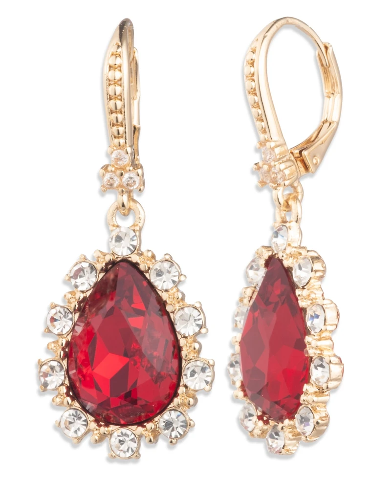 Marchesa Glass Stone Gold-Tone Drama Pear Drop Earrings