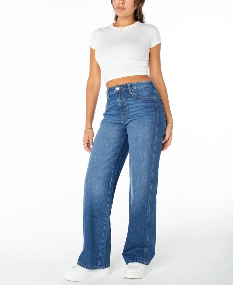 Celebrity Pink Juniors' High Rise Baggy Wide-Leg Curvy Jeans