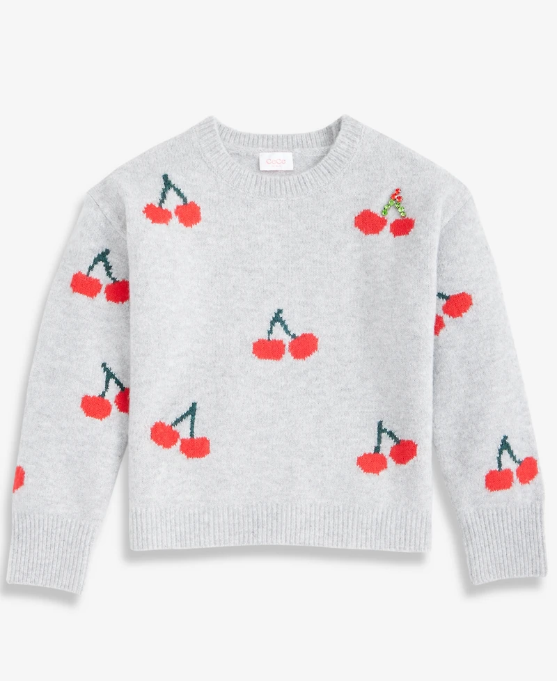 CeCe Girls 7-16 Crewneck Cherries Pullover Sweater