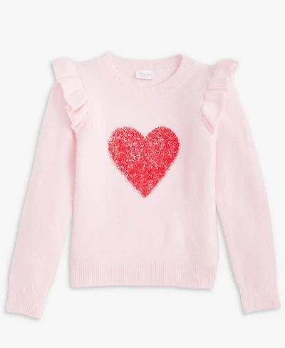 CeCe Girls 7-16 Ruffled-Trim Sequin-Heart Pullover Sweater