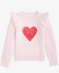 CeCe Girls 7-16 Ruffled-Trim Sequin-Heart Pullover Sweater