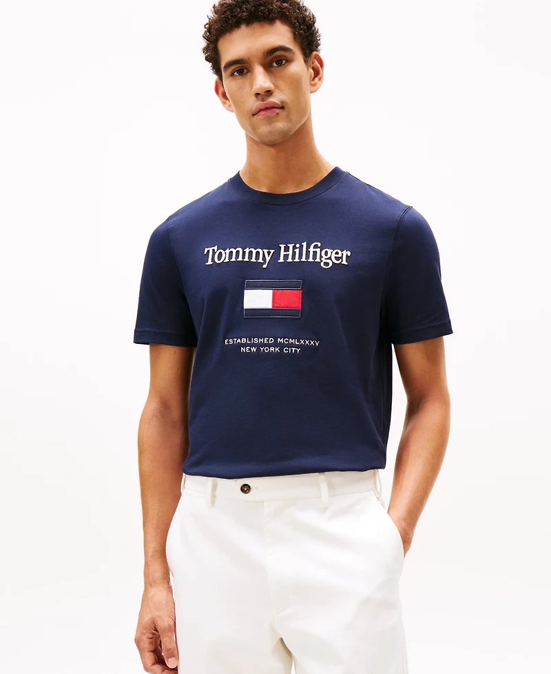 Tommy Hilfiger Men's Logo Embordered Flag T-Shirt