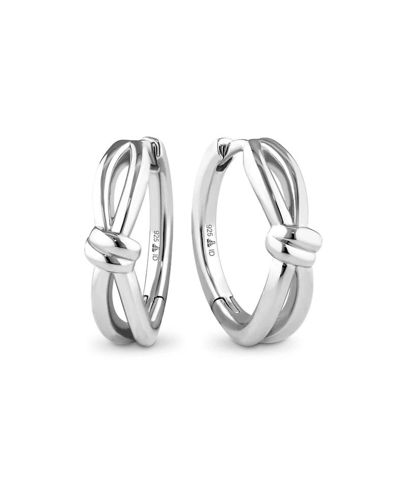 Devata Love Knot Hoop Earrings in Rhodium Plated Sterling Silver