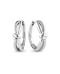 Devata Love Knot Hoop Earrings in Rhodium Plated Sterling Silver