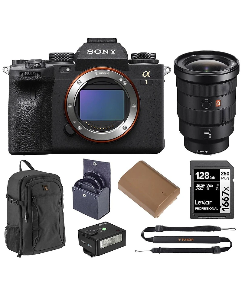 Sony Sony Alpha 1 Full Frame Mirrorless Digital Camera Bundle with Fe 16-35mm f/2.8 Gm Lens, Backpack, 128GB Sd Card, Extra Battery, 82mm Filter Kit