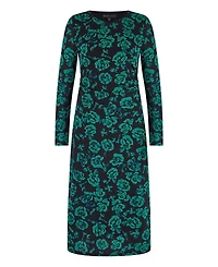 Yumi Women's Floral Fitted Mesh Midi Dress