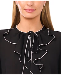 CeCe Women's Button-Down Ruffle Top