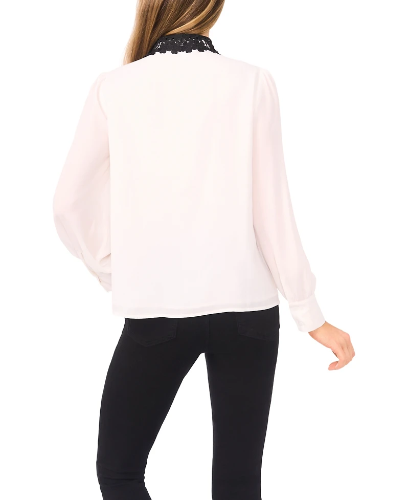 CeCe Women's Long Sleeves Applique Button Up Shirts