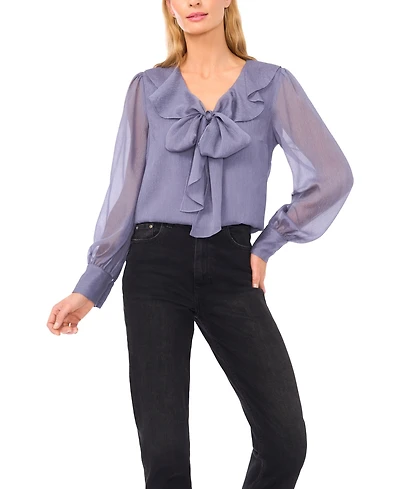 CeCe Women's Ruffle Tie V-Neck Top