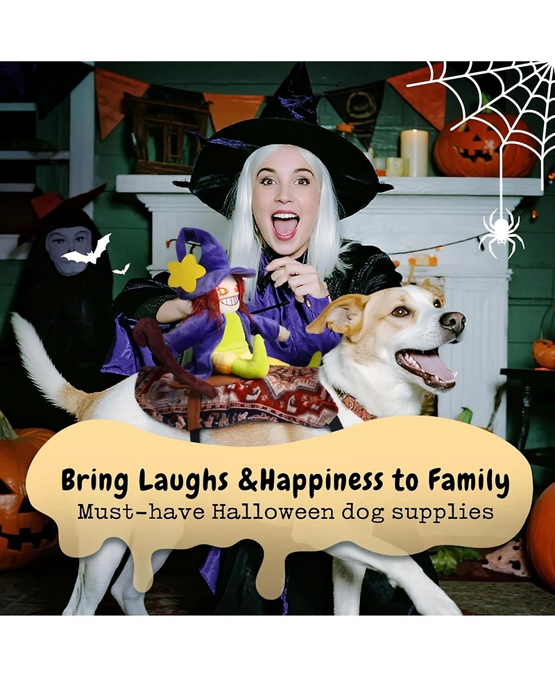 Fuzzwoof Howling Witch Dog Halloween Costume with Spooky Sound, Funny Dog Outfit with Creepy Laughing Witch, Dog Costume for All Breeds (Small