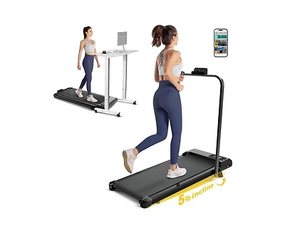 Redliro 2 in 1 Walking Pad Treadmill with Incline, Under Desk Treadmill with Led Display & App for Home Office