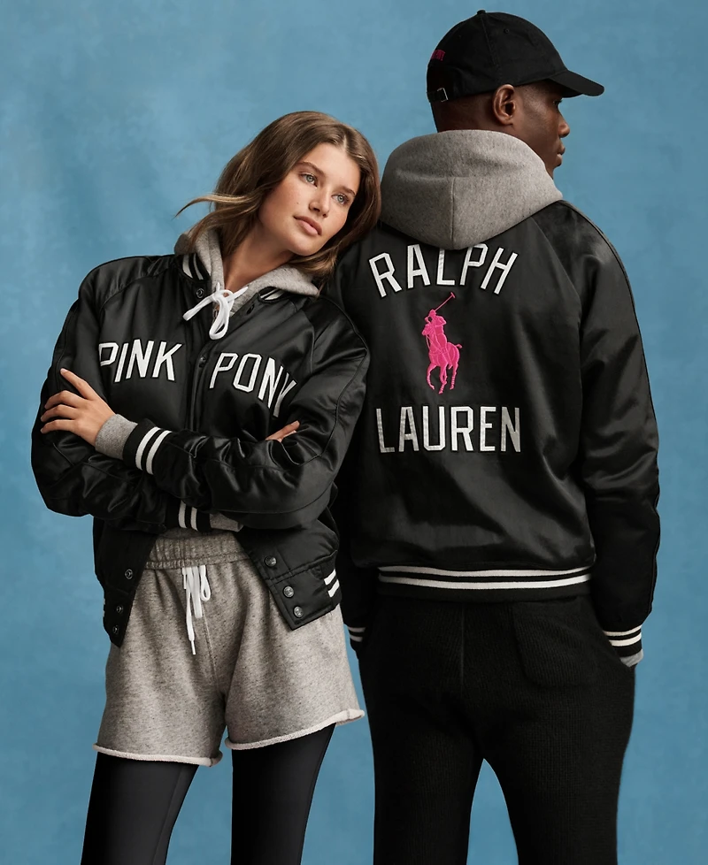 Polo Ralph Lauren Unisex Pink Pony Satin Baseball Jacket